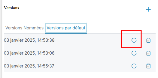 Restaurer une version